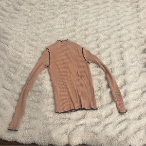 Zara Turtleneck. Size XS, blush with black piping.